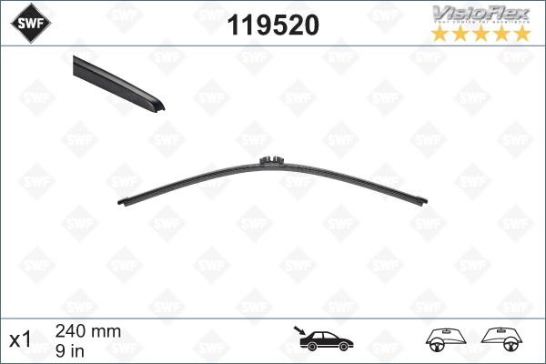 Torkarblad, Bak - P1708102 - citroën, ford, mini, nissan, renault - OE 16 113 538 80, 16 232 360 80, 1611353880