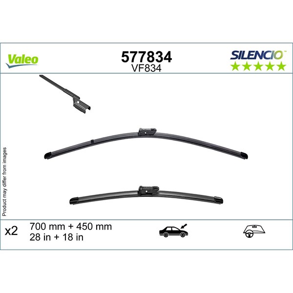 VALEO Torkarblad, Förarsida, Passagerarsida - P1741405 - audi, skoda, vw - OE 11B998002, 5LA998001, 89A998002