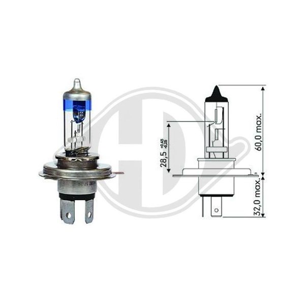 DIEDERICHS Halogenlampa DIEDERICHS More Light +90% H4 - P1803119 - bmw, cagiva, ducati, harley-davidson, honda, husqvarna, kawasaki, ktm, kymco, moto