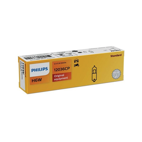 PHILIPS Glödlampa PHILIPS H6W BAX9s, Bak, Fram eller b - P1803495 - aprilia, bmw, ducati, mv agusta, vespa - OE 000 000 00 01 72, 000000 008138, 002 5