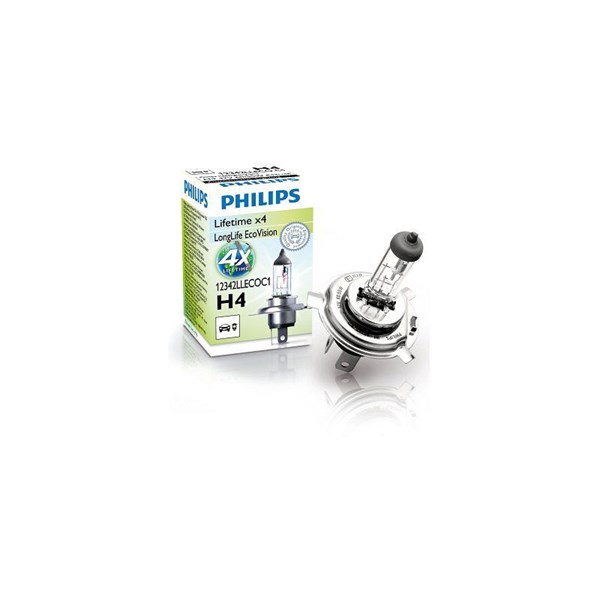 PHILIPS Halogenlampa PHILIPS LongLife EcoVision H4 P4 - P1803523 - bmw, honda, kymco, triumph, suzuki, kawasaki, husqvarna, ducati, buell, vespa, har
