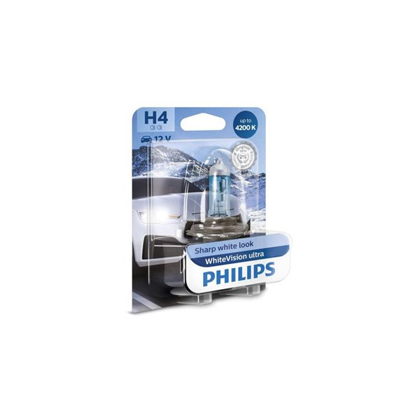 PHILIPS Halogenlampa PHILIPS WhiteVision ultra H4 P43 - P1803531 - bmw, honda, kymco, triumph, suzuki, kawasaki, husqvarna, ducati, buell, vespa, har