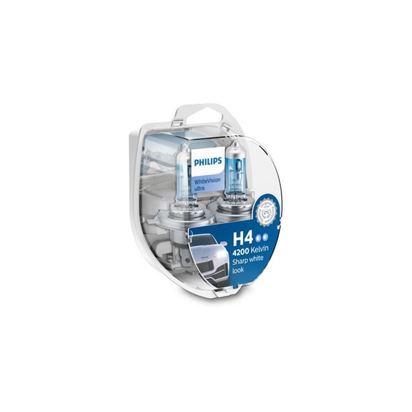 PHILIPS Halogenlampa PHILIPS WhiteVision ultra H4 P43 - P1803532 - bmw, honda, kymco, triumph, suzuki, kawasaki, husqvarna, ducati, buell, vespa, har