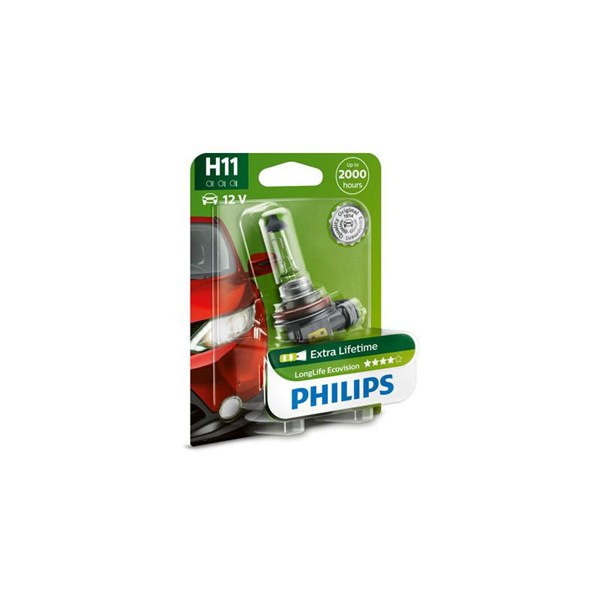 PHILIPS Halogenlampa PHILIPS LongLife EcoVision H11 PG - P1803541 - bmw, honda, triumph, suzuki, kawasaki, gilera, ducati, harley-davidson, aprilia, p