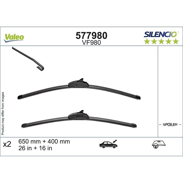VALEO Torkarblad, Förarsida, Passagerarsida - P1840019 - honda, hyundai, infiniti, kia, lexus, mazda, nissan, peugeot, renault, subaru, suzuki, toyota