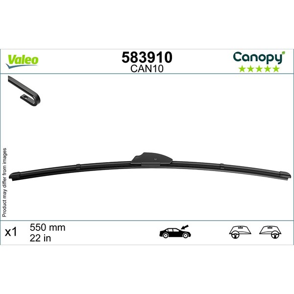 VALEO Torkarblad, Mitt, Förarsida, Passagerarsida - P1840021 - alfa romeo, audi, bmw, cadillac, chevrolet, chrysler, citroën, dacia, daewoo, dfsk, dod