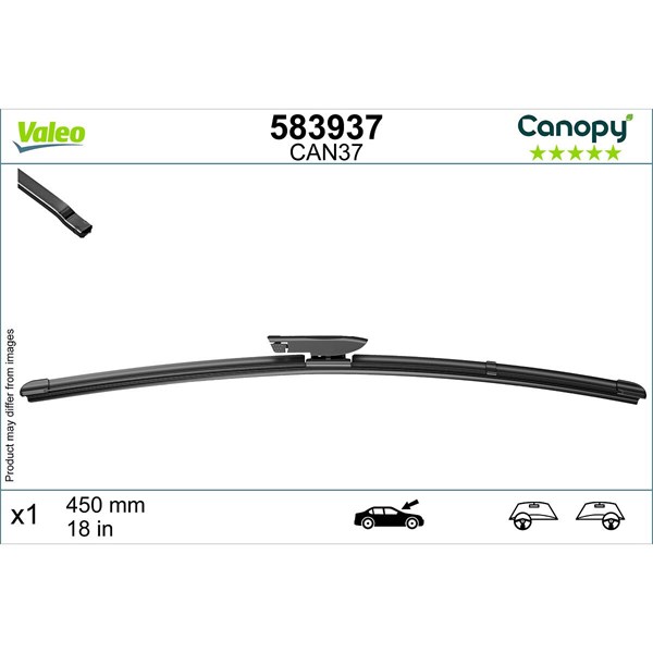 VALEO Torkarblad, Förarsida, Passagerarsida - P1840027 - citroën, dacia, fiat, mini, peugeot, renault