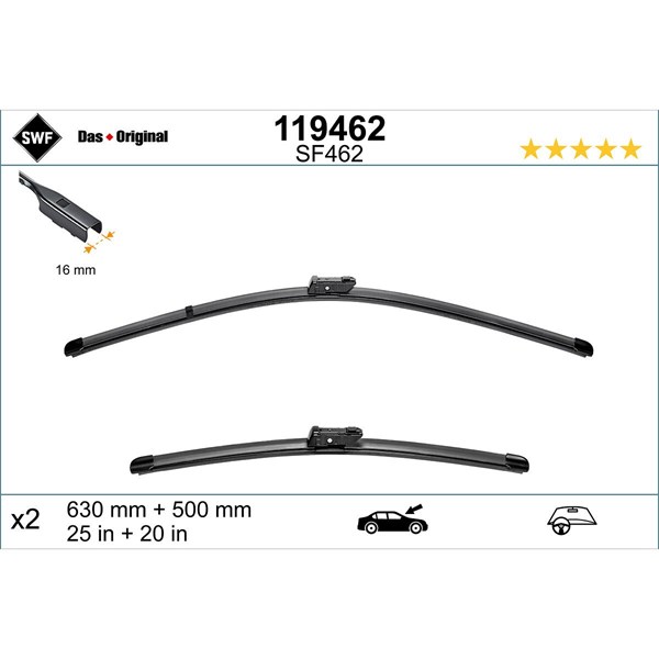 Torkarblad, Förarsida, Passagerarsida - P1841429 - alfa romeo, audi, porsche, volvo - OE 31349377, 32282838, 4J1998002