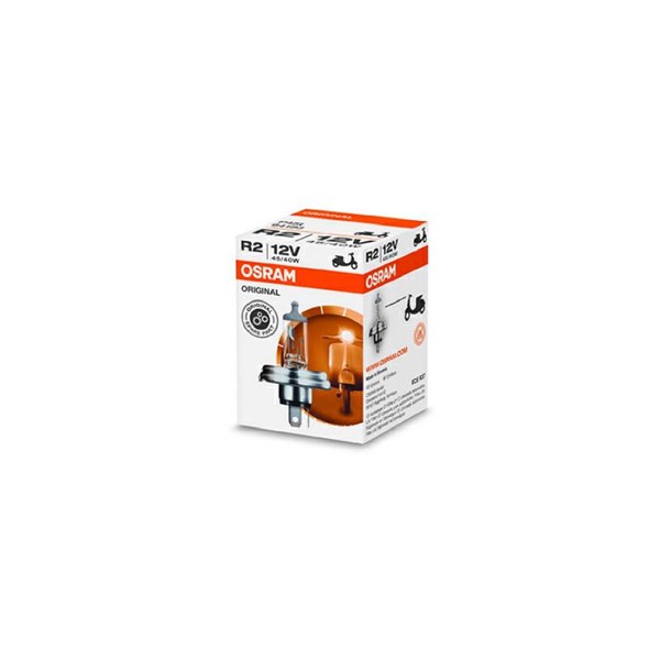 OSRAM Halogenlampa OSRAM ORIGINAL R2 (bilux) P45t 12V - P1803854 - aprilia, cagiva, honda, moto guzzi, suzuki, yamaha - OE 17700-71C00, 17700-71C01, 1