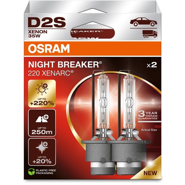 Glödlampa, Osram XENARC NIGHT BREAKER LASER D2S - P1915918 - alfa romeo, audi, bmw, citroën, ford, honda, infiniti, jaguar, lancia, land rover, lexus,