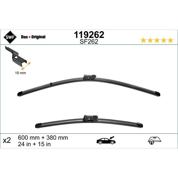 Torkarblad, Förarsida, Passagerarsida - P1968574 - fiat panda, panda van, lancia ypsilon - OE 51843623, 51843624