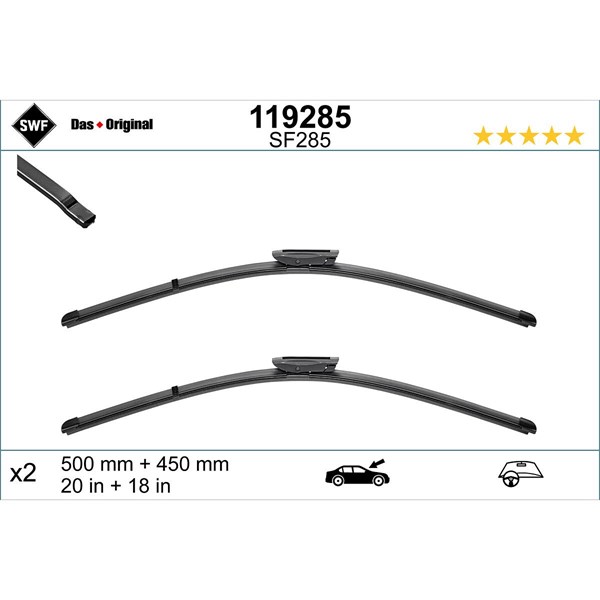 Torkarblad, Förarsida, Passagerarsida - P1968575 - renault clio ii - OE 28 89 034 31R, 288903431R, 288904292R