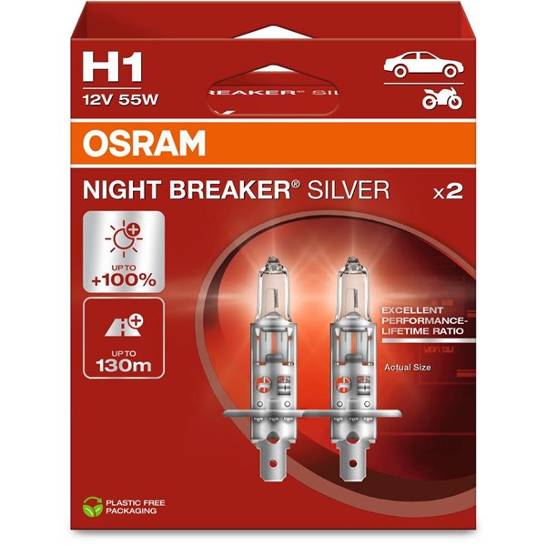 OSRAM Halogenlampa Osram Night Breaker Silver H1 P14.5 - P1982211 - 1982211