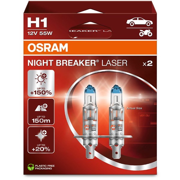 Halogenlampa Osram Night Breaker Laser H1 P14.5s - P1982376 - 1982376