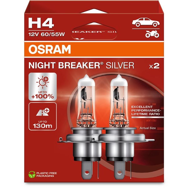 Halogenlampa Osram Night Breaker Silver H4 P43t - P1982387 - 1982387
