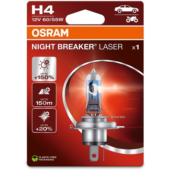 OSRAM Halogenlampa Osram Night Breaker Laser H4 P43t - P1982388 - 1982388