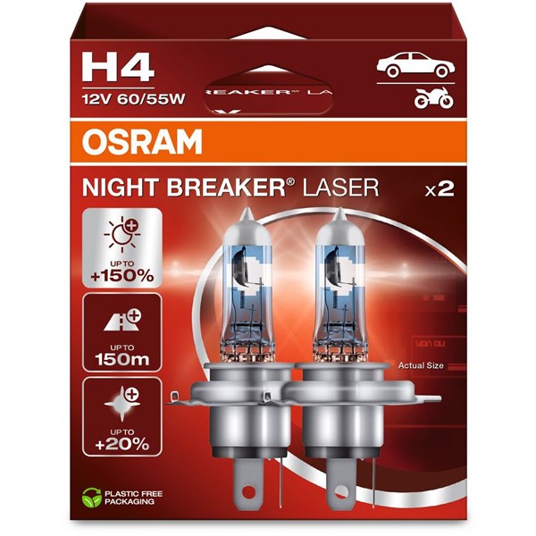 OSRAM Halogenlampa Osram Night Breaker Laser H4 P43t - P1982214 - 1982214