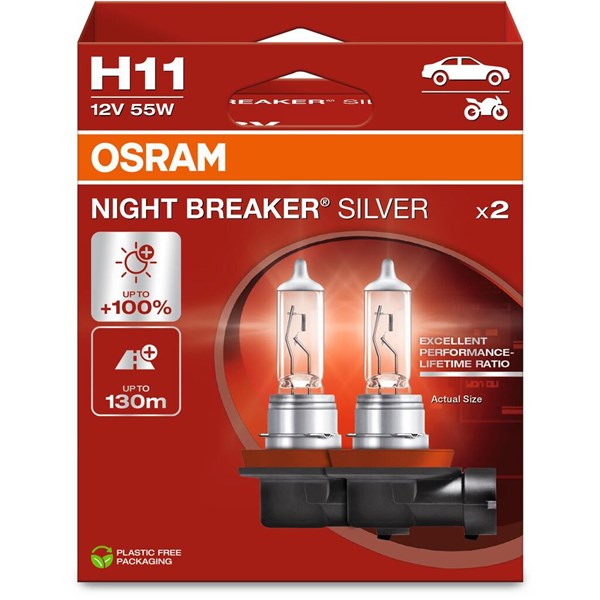OSRAM Halogenlampa Osram Night Breaker Silver H11 PGJ1 - P1982219 - 1982219