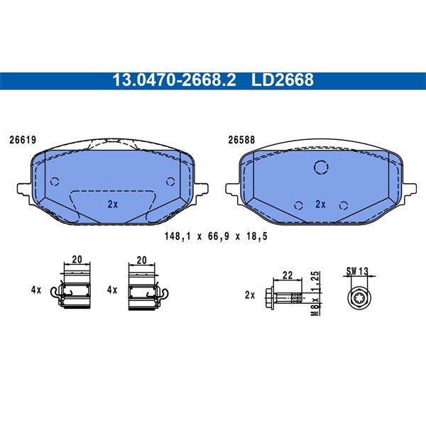 ATE Bromsbeläggsats, Framaxel Ate ceramic - P2181350 - citroën, ds, opel, peugeot, vauxhall - OE 16 478 802 80