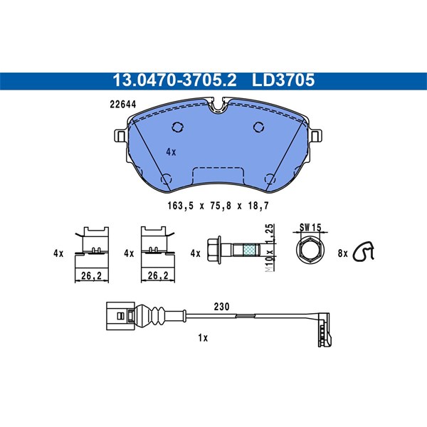 ATE Bromsbeläggsats, Framaxel Ate ceramic - P2201048 - vw multivan t7 - OE 7T0 698 151 A