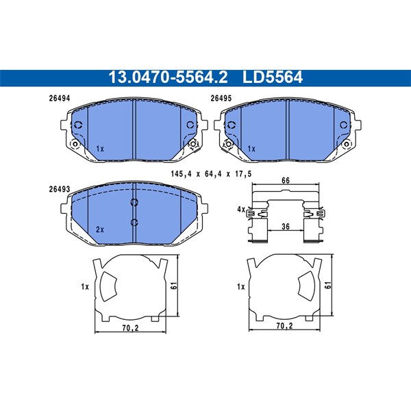 ATE Bromsbeläggsats, Framaxel Ate ceramic - P2206010 - hyundai tucson - OE 58101-N7A10