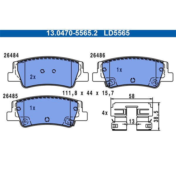 ATE Bromsbeläggsats, Bakaxel Ate ceramic - P2181351 - hyundai tucson, kia sportage v - OE 58302-N7A00